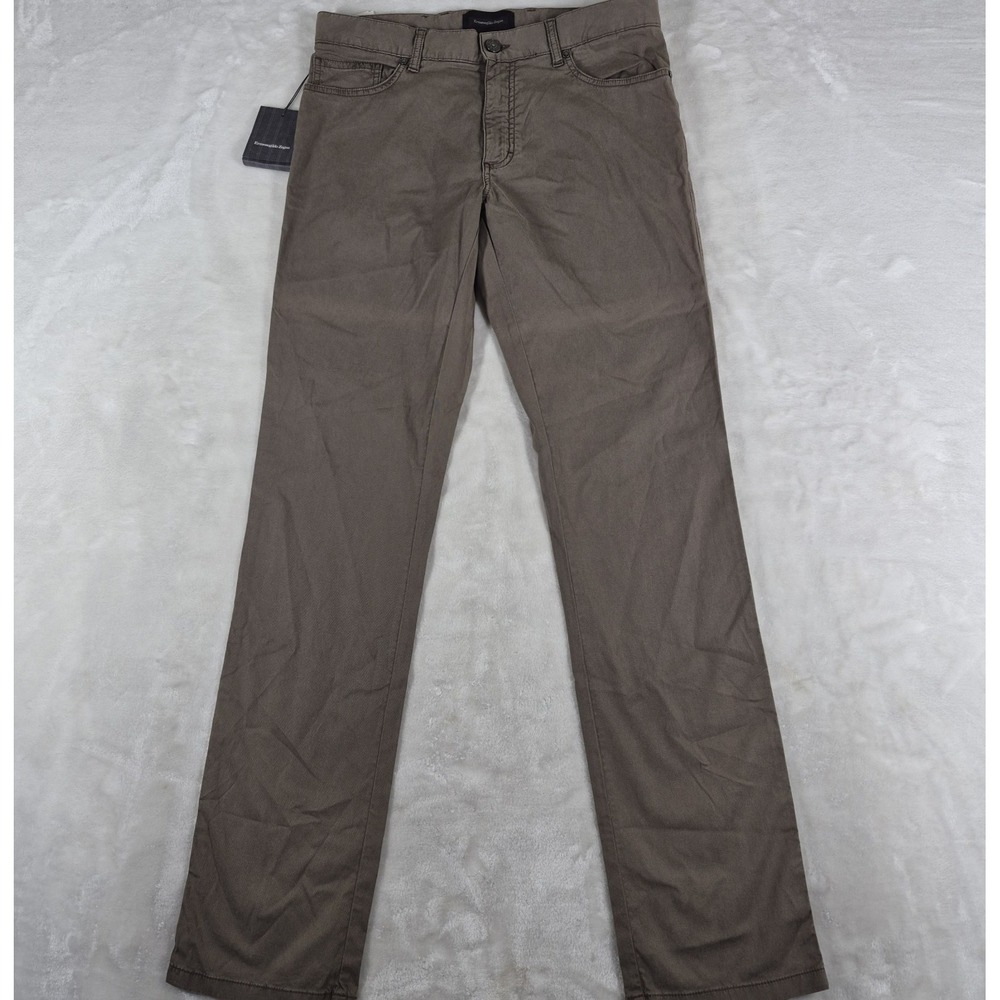 Ermenegildo Zegna Trouser Pants Men's 32x34 Brown 5 Pocket Cotton Blend NWT